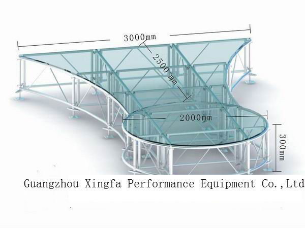 Высокая нагрузка и легкий вес 1,22 х 1,2 2M Портативные противоскользящие водонепроницаемые сценические платформы с различной высотой